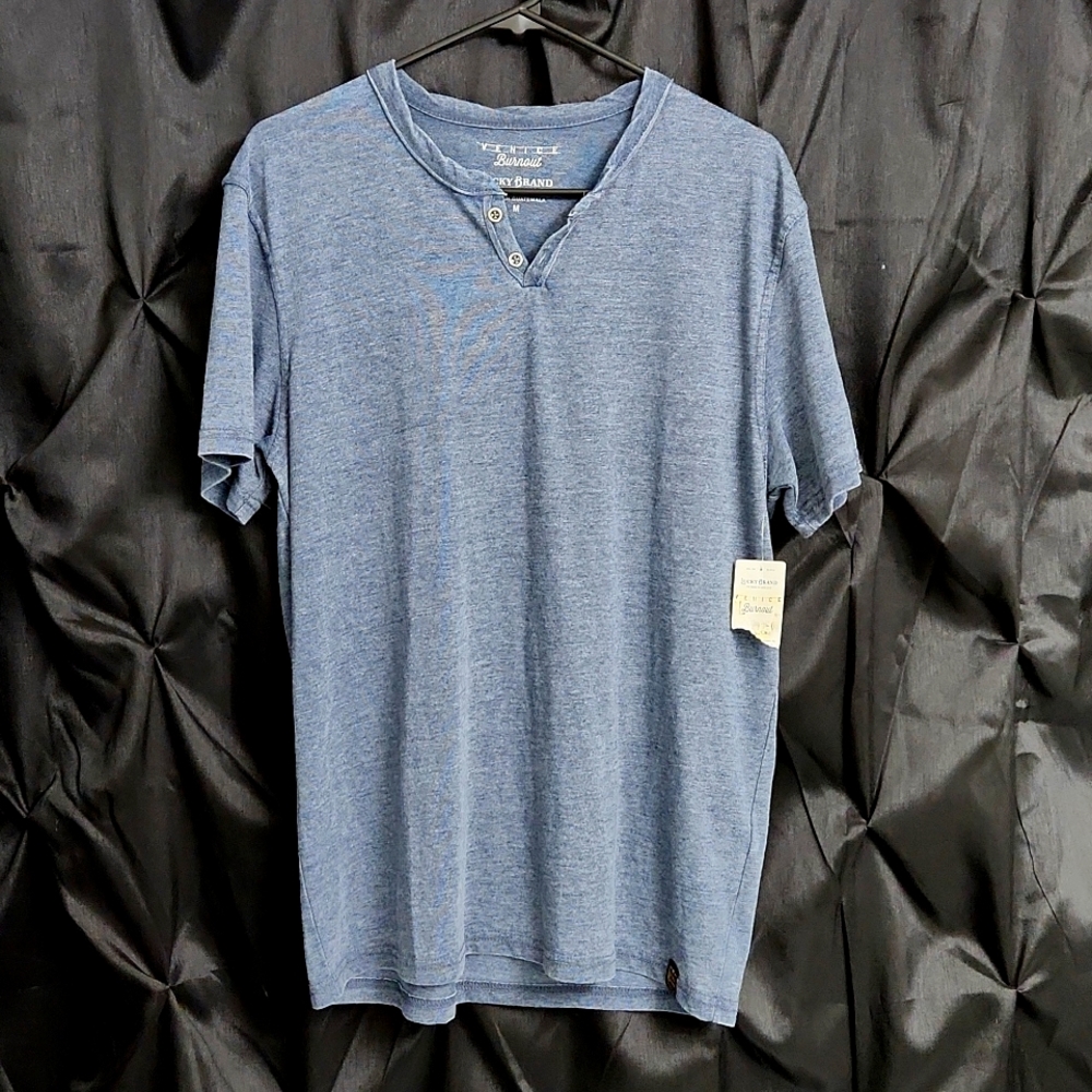 Lucky Brand Short Sleeve Venice Burnout Button Notch Shirt (size M)